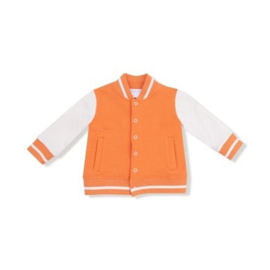 French Terry Letterman Jacket - Orange