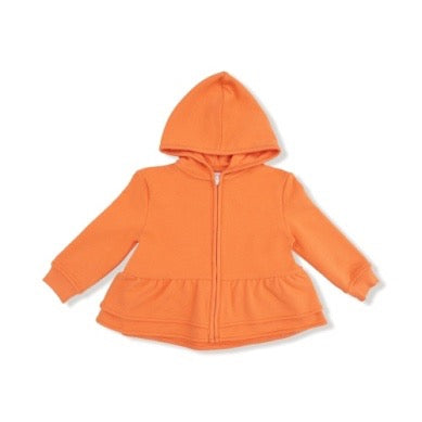 French Terry Zip Peplum Hoodie - Varsity Orange