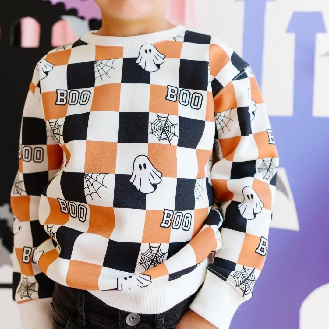 Boo Checkered Halloween Sweatshirt