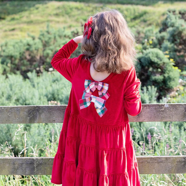 Velour Pearl Dress - Red