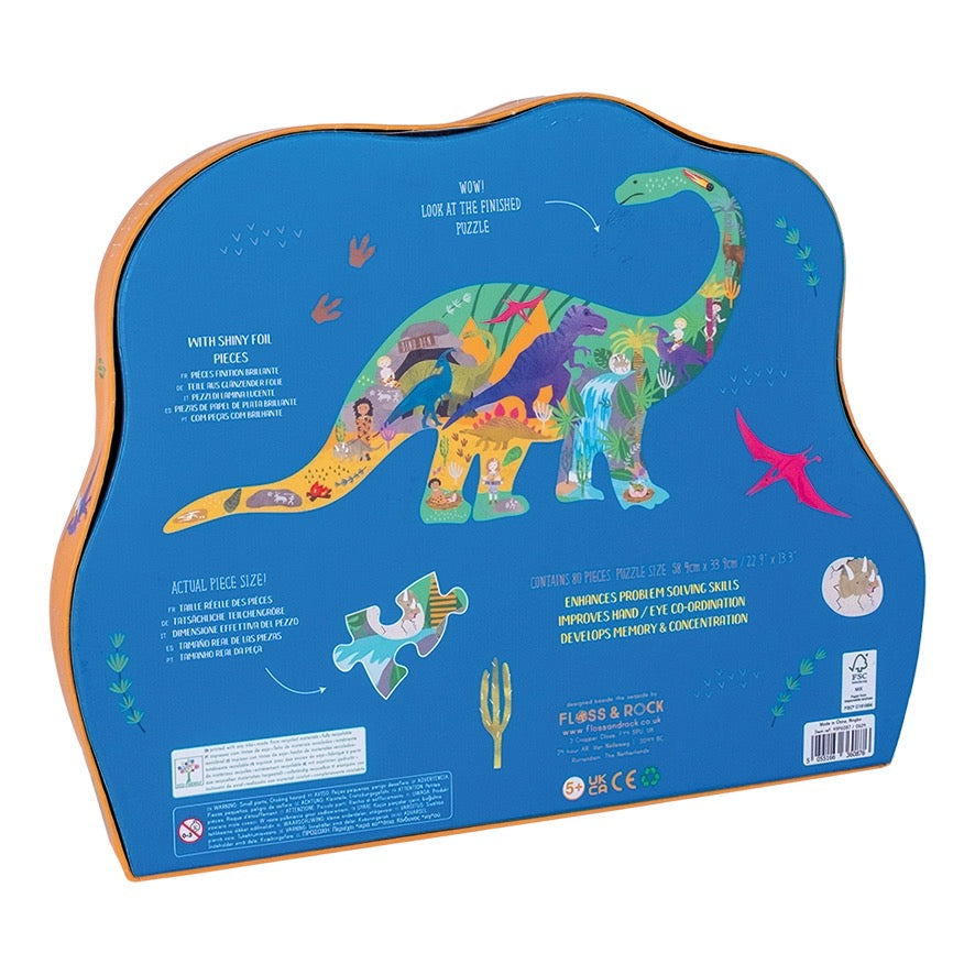 Dino 80pc "Diplodocus" Shaped Jigsaw with Shaped Box