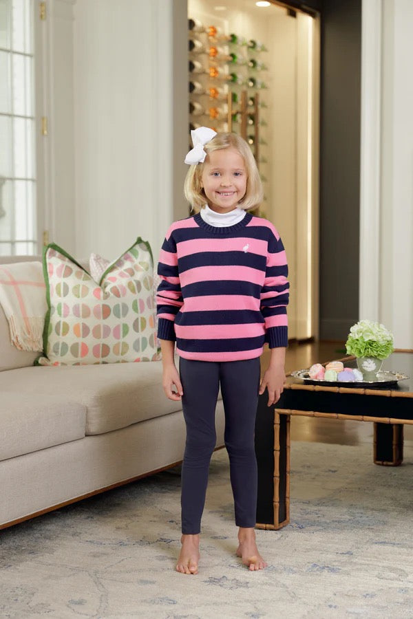 Isabelle's sweater - Nantucket Navy and Hamptons Hot Pink Stripe