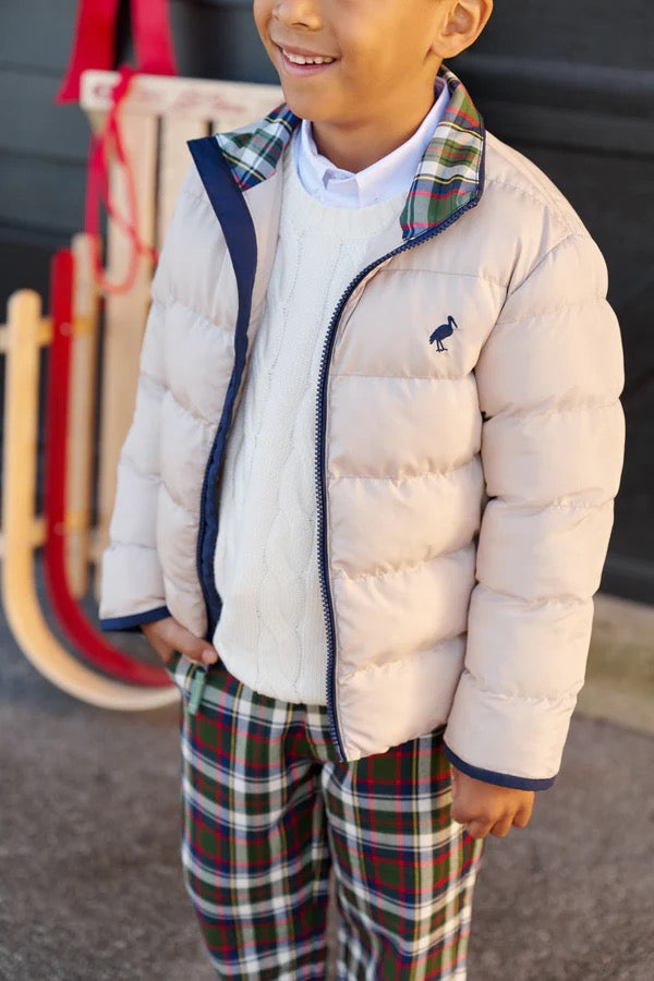 Cooper Coat - Keeneland Khaki with Nantucket Navy & Grant Park Plaid