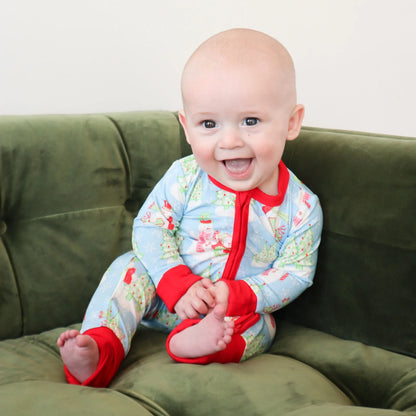Blue Snowman Zipper Romper