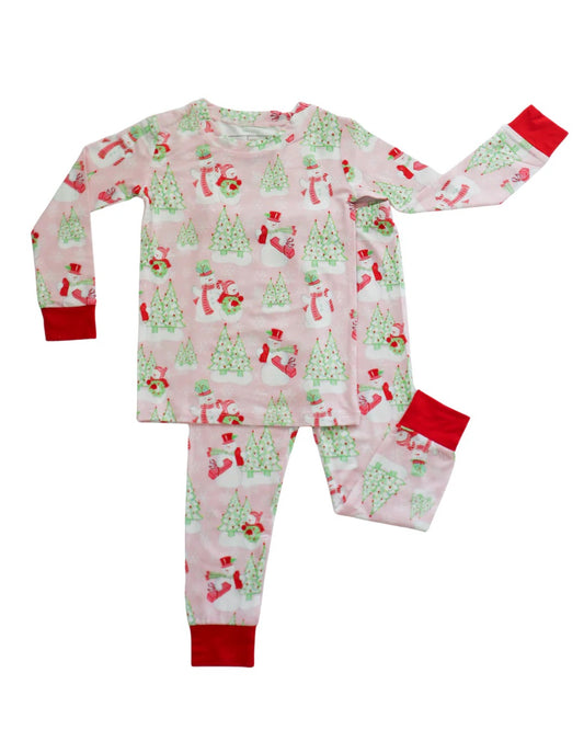 Pink Snowman Two Piece Set