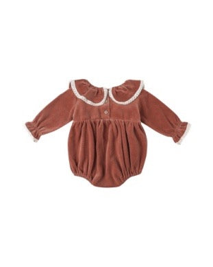 Wendy Romper - Velour Cranberry