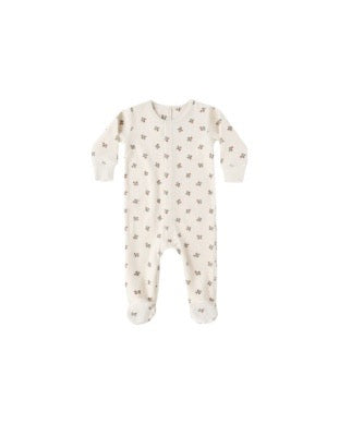 Hidden Snap Velour Footie - Holly Berry