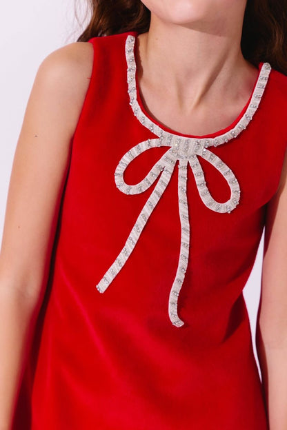 Red Velvet Bow Dress