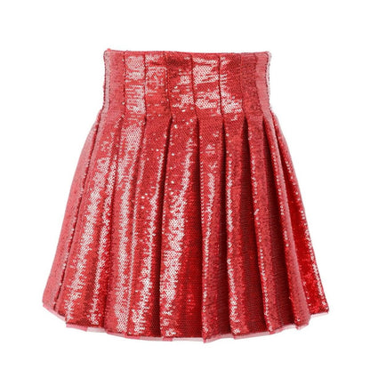Scarlet Pleated Red Shimmer Skirt