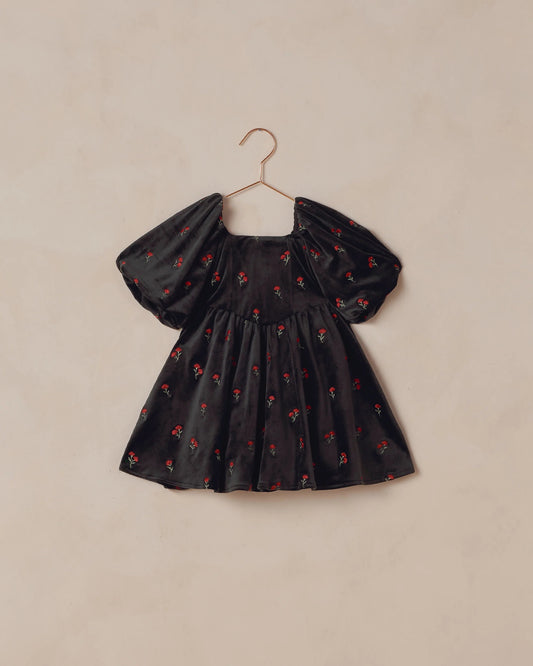 Nina Dress - Black Velvet Floral