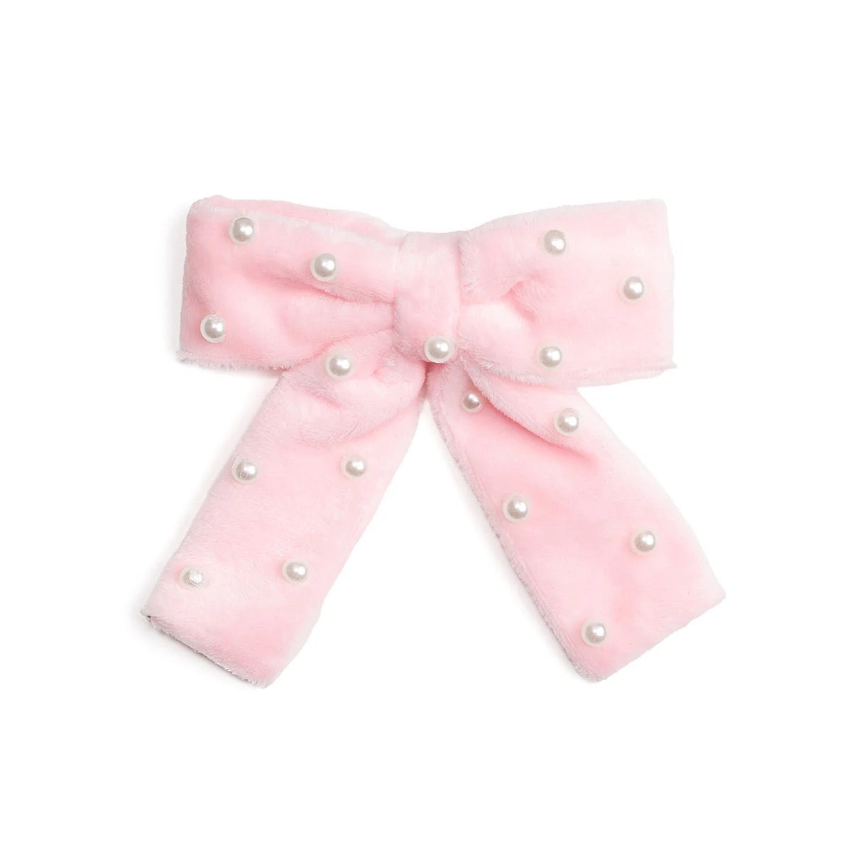 Pink Velvet Pearl Bow