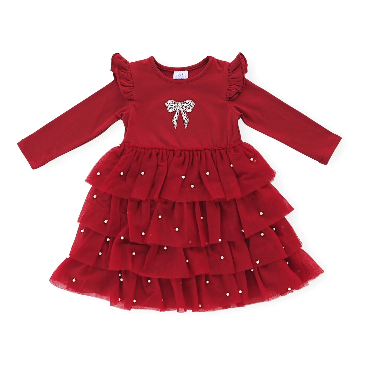 Christmas Pearl Long Sleeve Tutu Dress