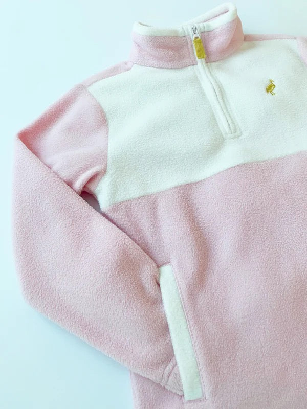 Hayword Half-Zip (Fleece)-  Palm Beach Pink with Worth Avenue White