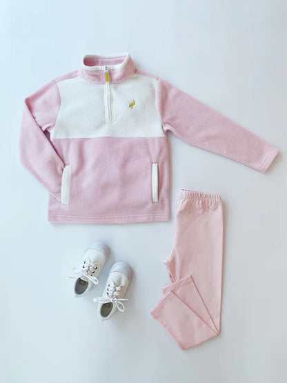 Hayword Half-Zip (Fleece)-  Palm Beach Pink with Worth Avenue White