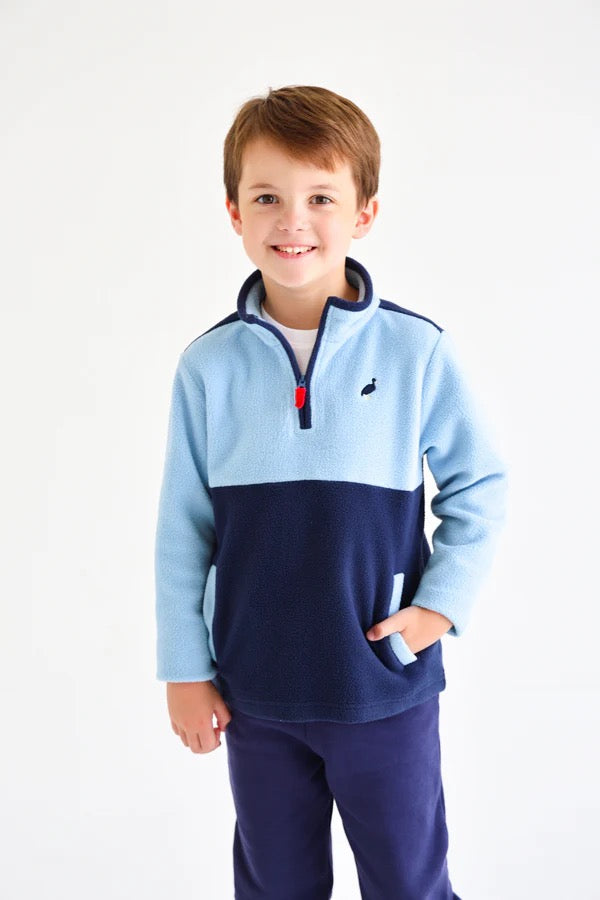 Hayword Half-Zip (Fleece)-  Barrington Blue with Nantucket Navy