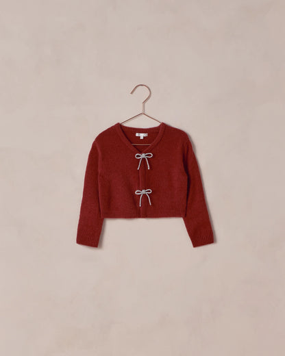 Kids Bow Cardigan - Ruby Red