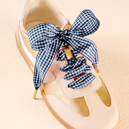 Step it up Shoelaces - Navy Gingham