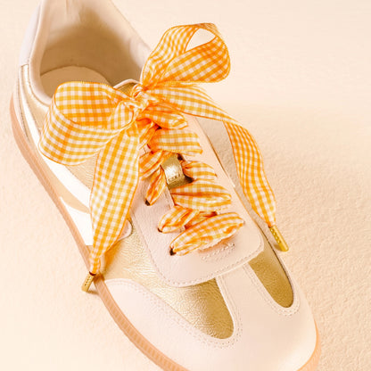 Step it up Shoelaces - Orange Gingham