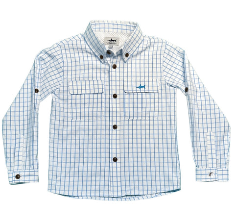 Flagger Fishing Shirt - White/Blue Plaid
