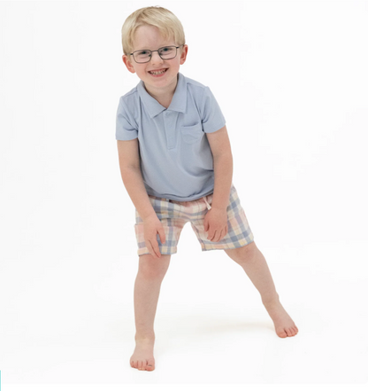 Polo and Short Set - Dusty Plaid