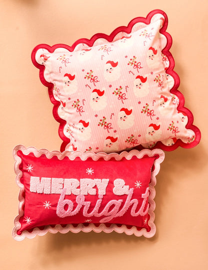 Scalloped Square Throw Pillow - Holly Jolly Santa