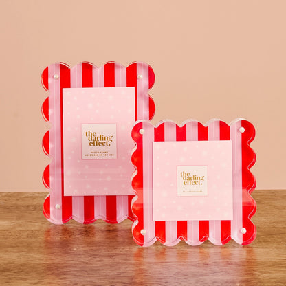 Rectangle Scalloped Acrylic Frame - Peppermint Stripe