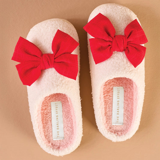 Fuzzy Slipper - Betty Bow Red