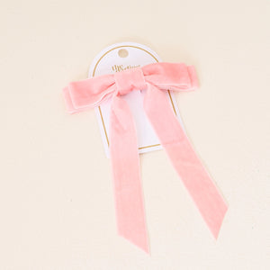 Velvet Hair Bow - Pink