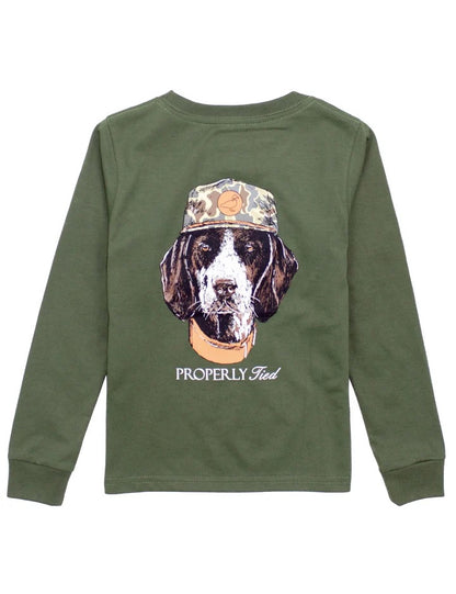 Boy's LS Graphic Tee - Olive Dog