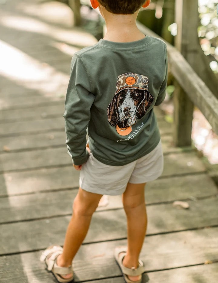 Boy's LS Graphic Tee - Olive Dog