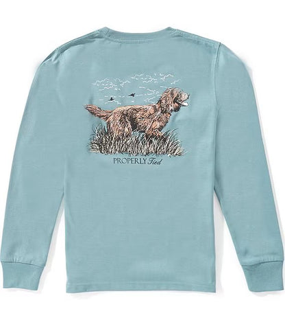 Boy's LS Graphic Tee - Teal Dog