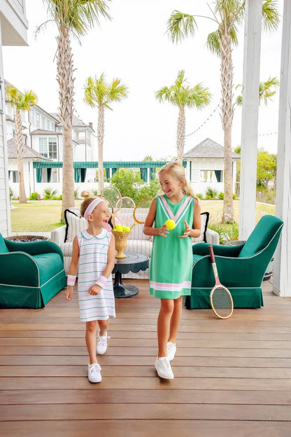 Annie Apron Dress - Gibson Island Green/Pier Party Pink/Worth Ave White