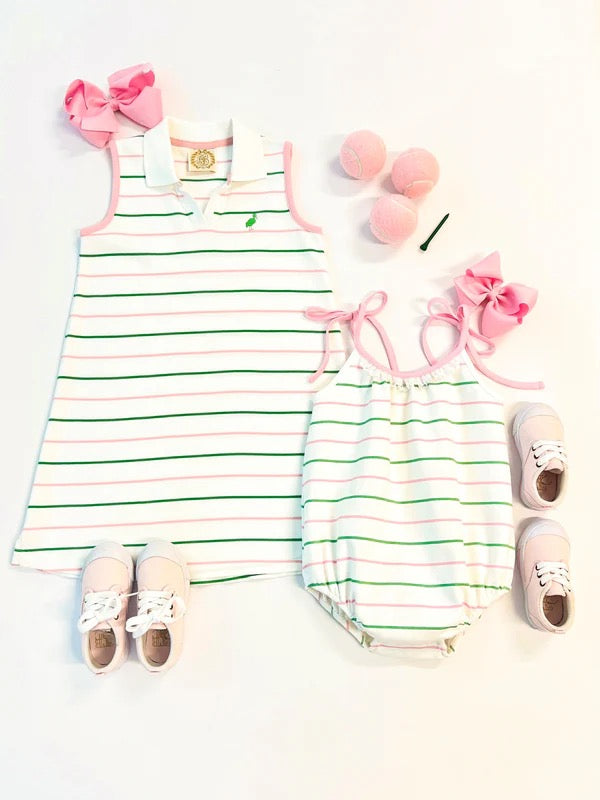 Sleeveless Maude's Peter Pan Collar Dress - Tradd Street Stripe with Pier Party Pink