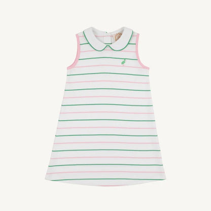 Sleeveless Maude's Peter Pan Collar Dress - Tradd Street Stripe with Pier Party Pink