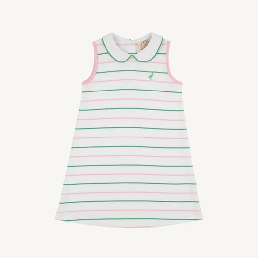 Sleeveless Maude's Peter Pan Collar Dress - Tradd Street Stripe with Pier Party Pink
