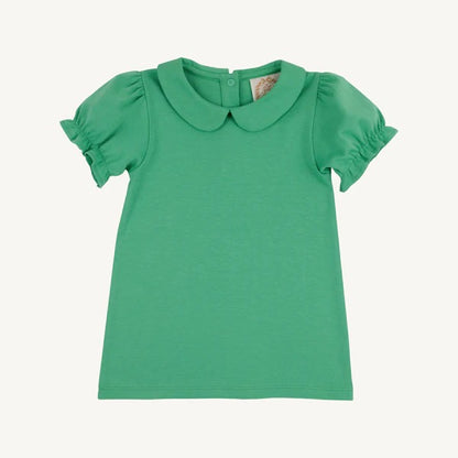 Maude's Peter Pan Collar Shirt (Short Sleeve Pima) - Gibson Island Green