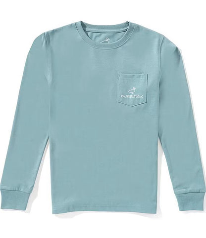 Boy's LS Graphic Tee - Teal Dog