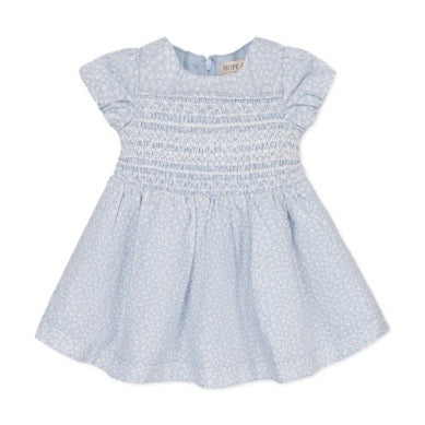Linen Smocked Puff Sleeve Dress