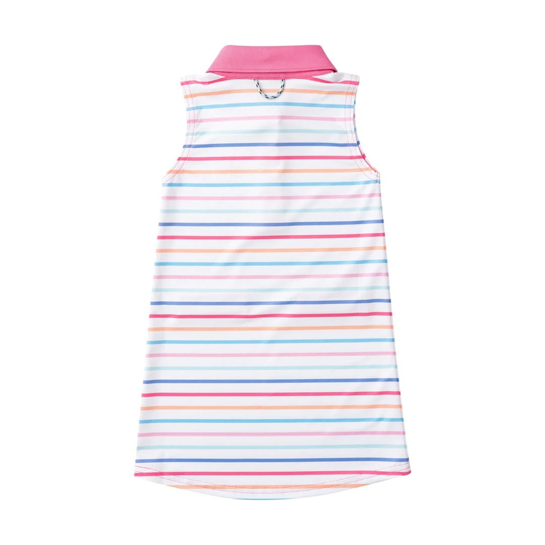Girls Sleeveless Polo Performance Dress - Sunset Stripe