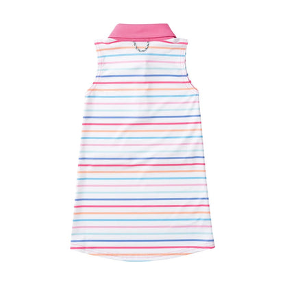 Girls Sleeveless Polo Performance Dress - Sunset Stripe