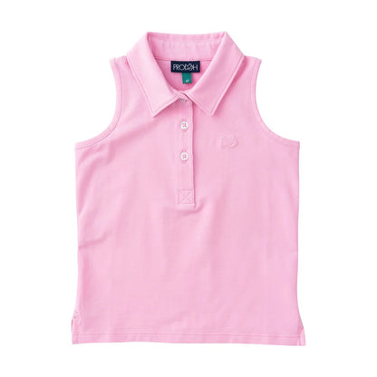 Girl's Sleeveless Cotton Polo - Pink Frosting