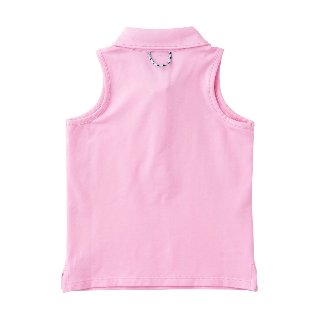 Girl's Sleeveless Cotton Polo - Pink Frosting
