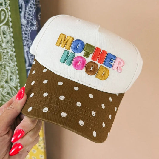 Motherhood Trucker Hat - Brown Polkadot