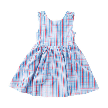 Girl's Crisscross Back Dress - Americana Plaid