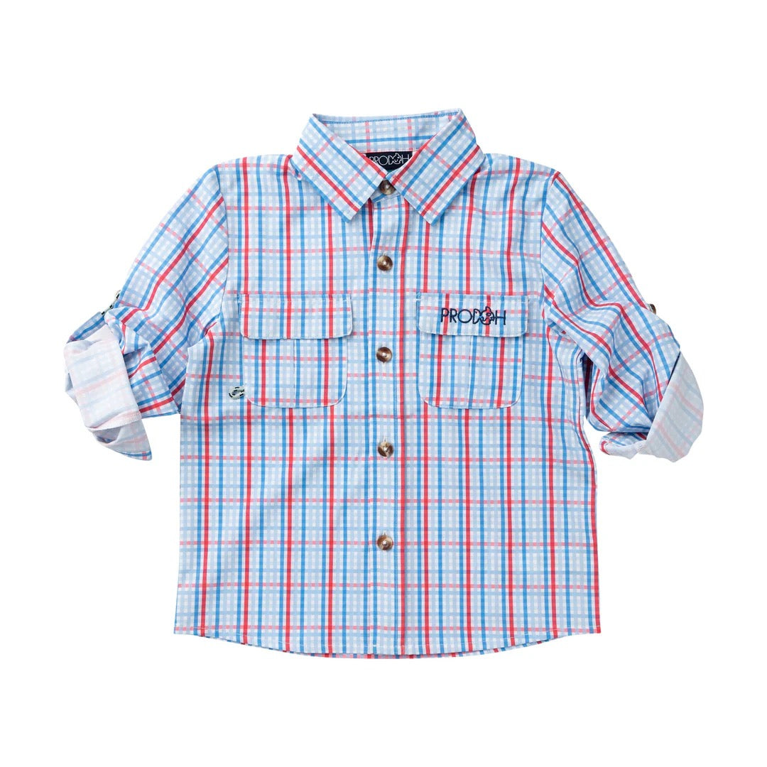 Boy's Fishing Shirt - Americana Plaid