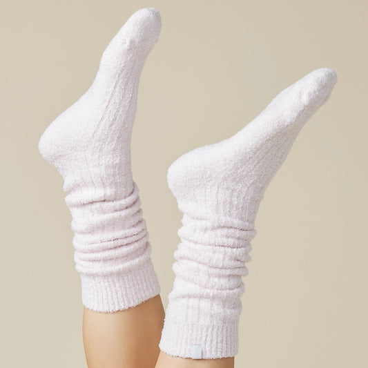 Slouchy Marshmallow Socks With Grippers- Heather Blush Pink
