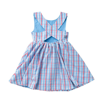Girl's Crisscross Back Dress - Americana Plaid