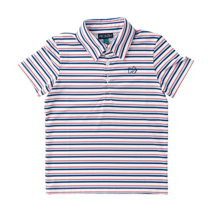 Boy's Short Sleeve Pro Performance Polo - Independence Day Stripe