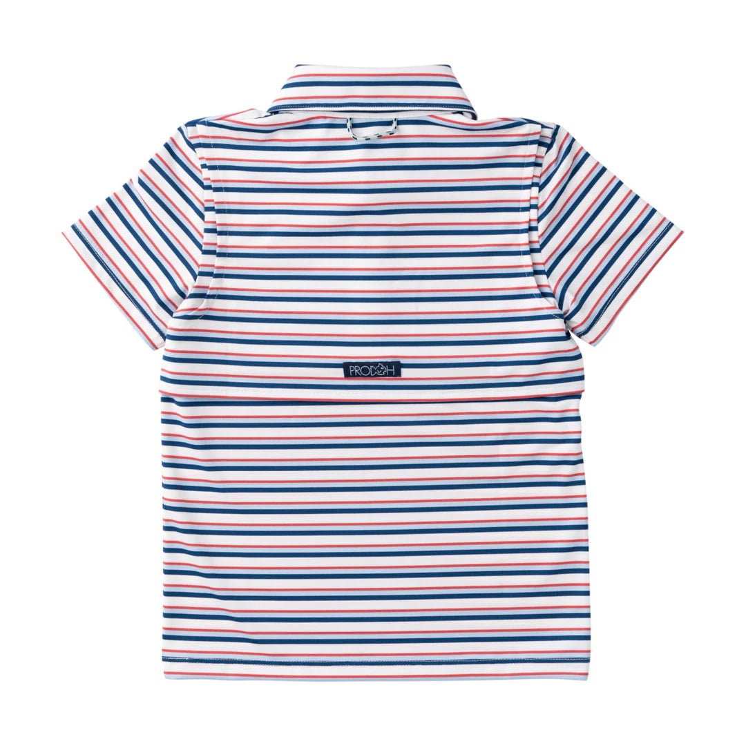 Boy's Short Sleeve Pro Performance Polo - Independence Day Stripe