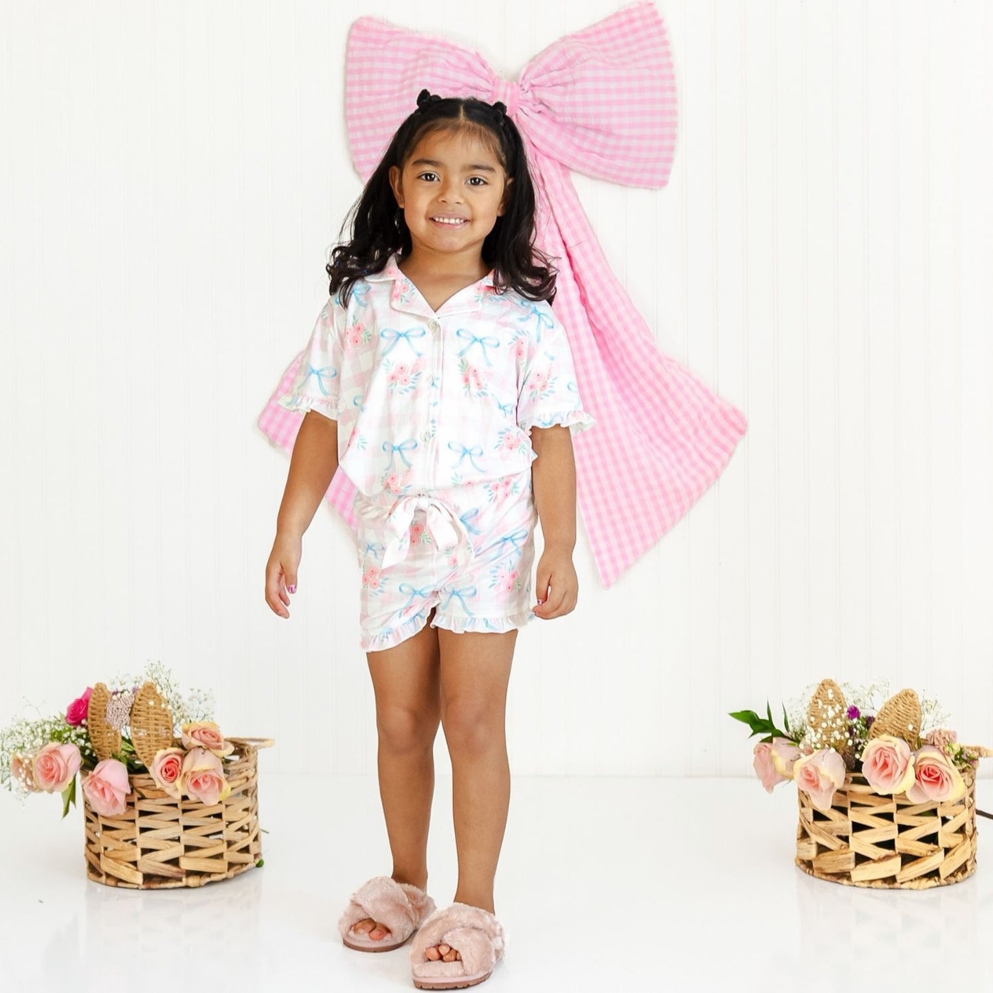 Girls Gingham Trellis Lounge Set
